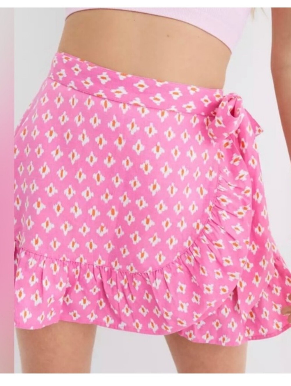 aerie Linen Pink Printed Wrap Mini